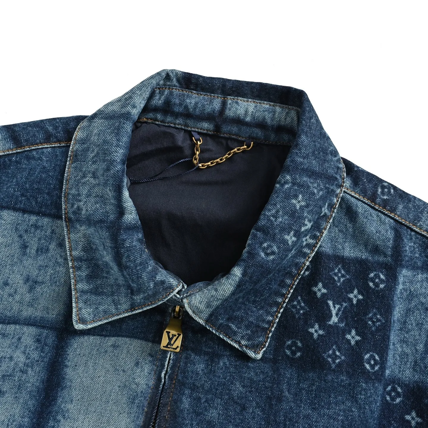 Louis Vuitton/Louis Vuitton burnt letter checkerboard denim jacket